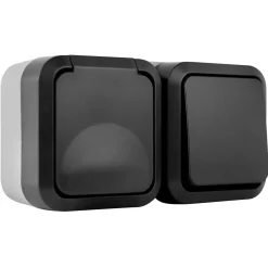 Kombi A/W-Schalter + Steckdose AquaStorm waagrecht ^ REV Ritter Discount