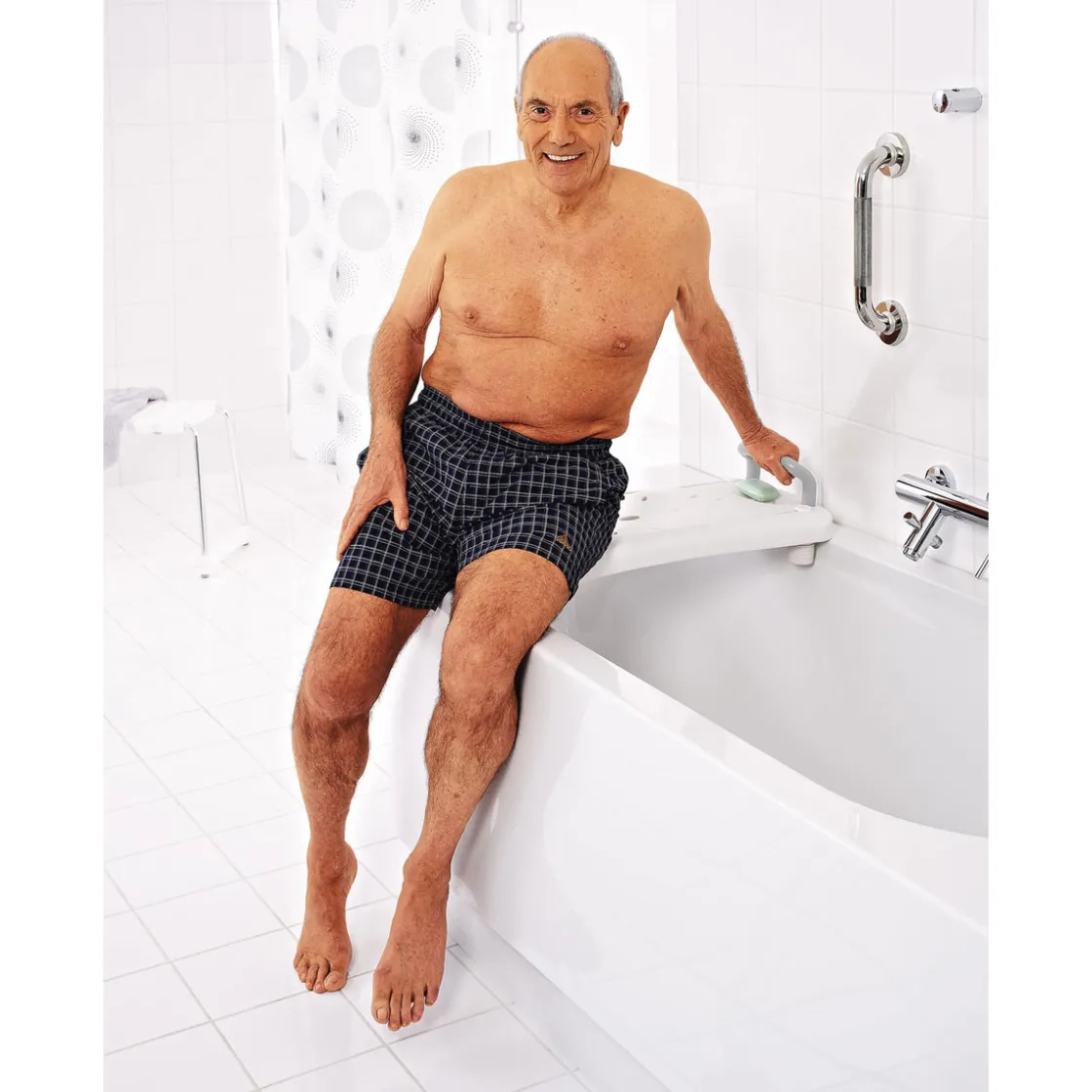 Badewannen-Brett mit Haltegriff weiß ^ Ridder New