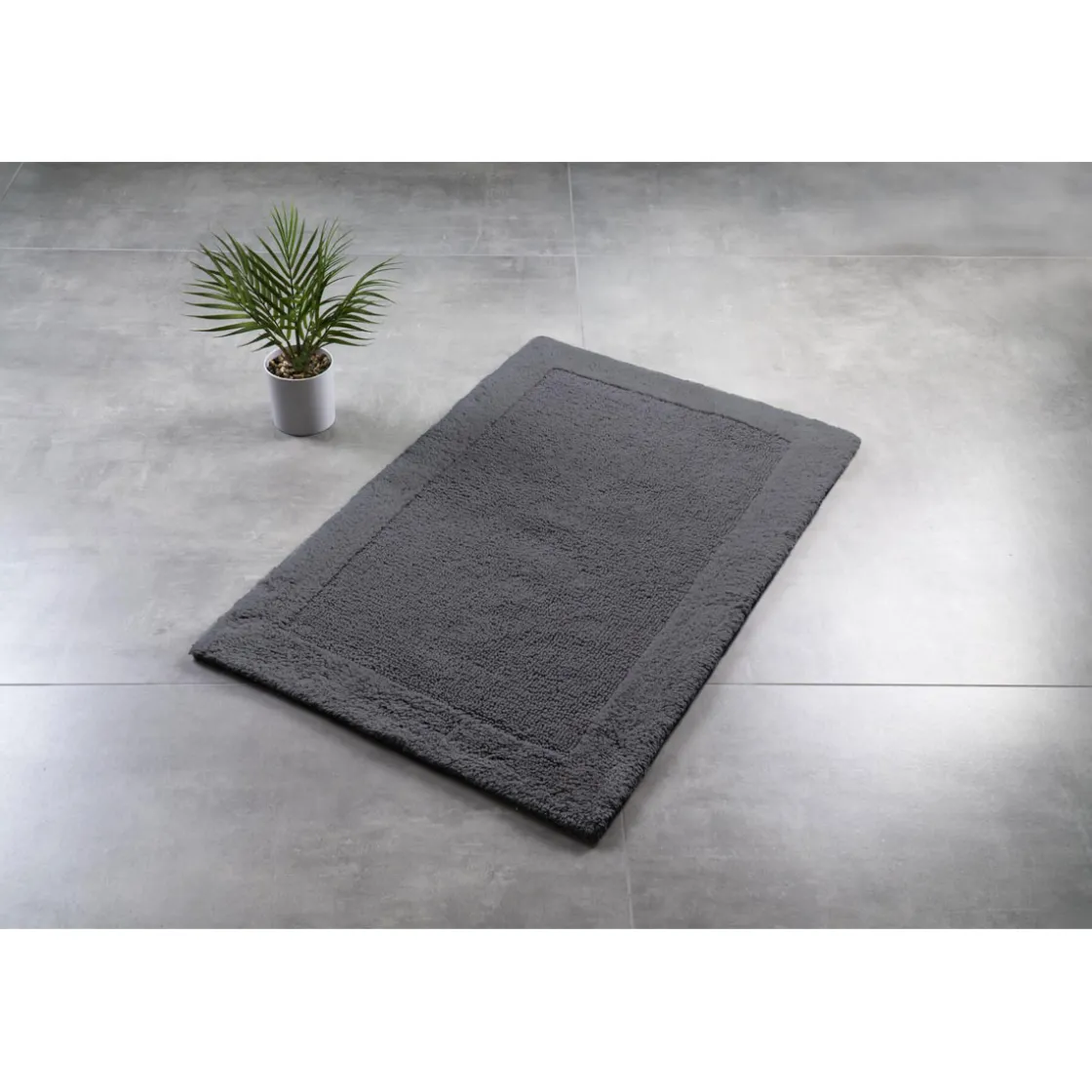 Badezimmerteppich Amelie ca 70 x 120 cm dunkelgrau ^ Ridder