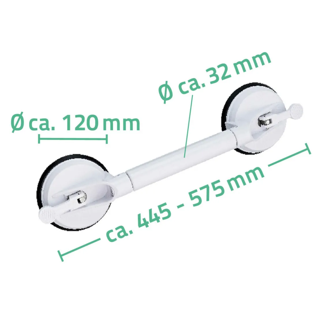 Reisesauggriff mit 2 Saugern 44,5-57,5 cm teleskopierbar weiß ^ Ridder Sale