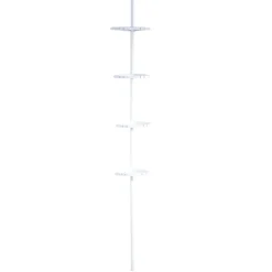 Teleskop-Duscheckregal mit 4 Ablagen 130-260 cm weiß ^ Ridder Discount