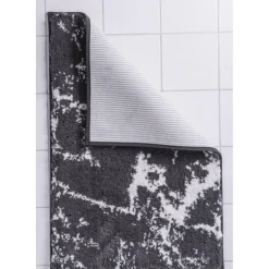 Teppich Marmor 55 x 50 cm grau-weiß Polyester-Microfaser ^ Ridder Online