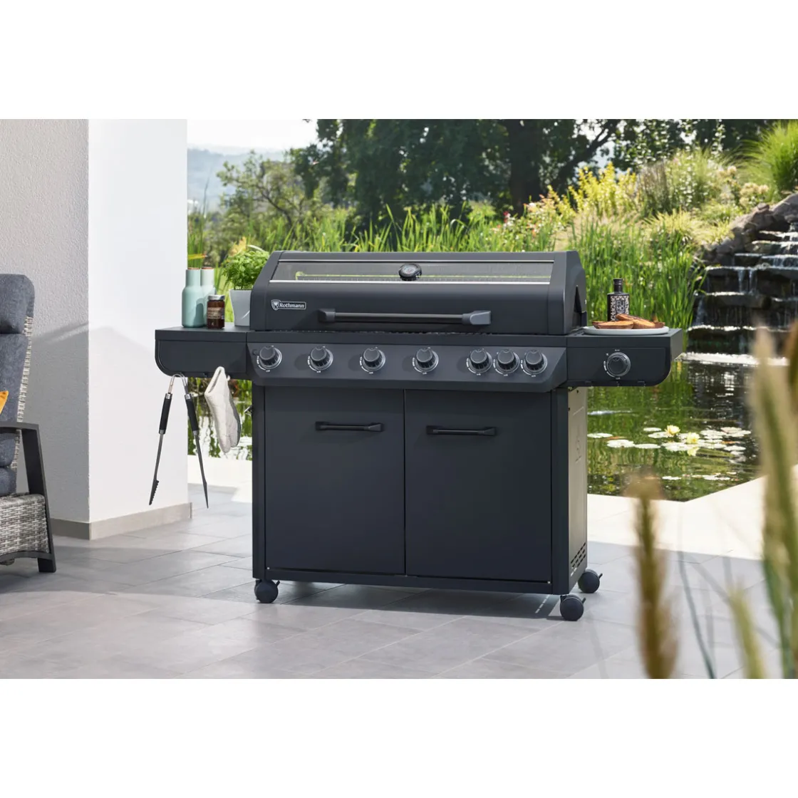 Gasgrillwagen Vulcano 6 Turbo Plus Black Edition ^ Rothmann New