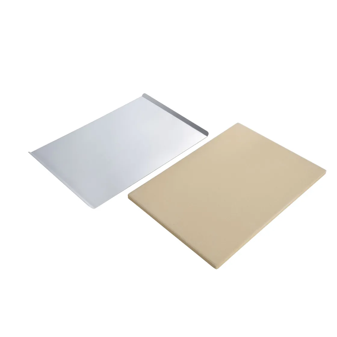 Pizzastein rechteckig inkl Alu-Servierbrett 44 x 1,2 x 30 cm ^ Rothmann Discount