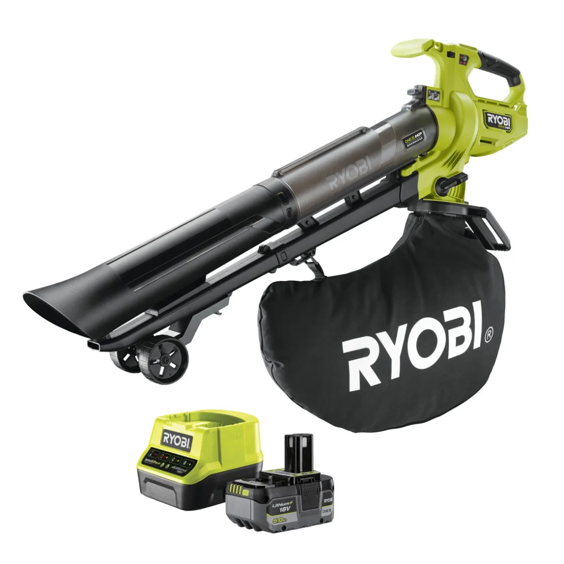 Akku-Laubsauger/-bläser RY18BVXA-150 7,7 m3/min inkl 5,0 Ah Akku u Ladegerät ^ Ryobi