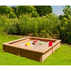 Sandkasten 4-Eck Laerche unbehandelt150x150x26 cm ^ Best