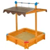 Sandkasten Felix 100x100x120 cm impraegFichtenholz, UV-Schutz, absenkbares Dach ^ Gaspo New