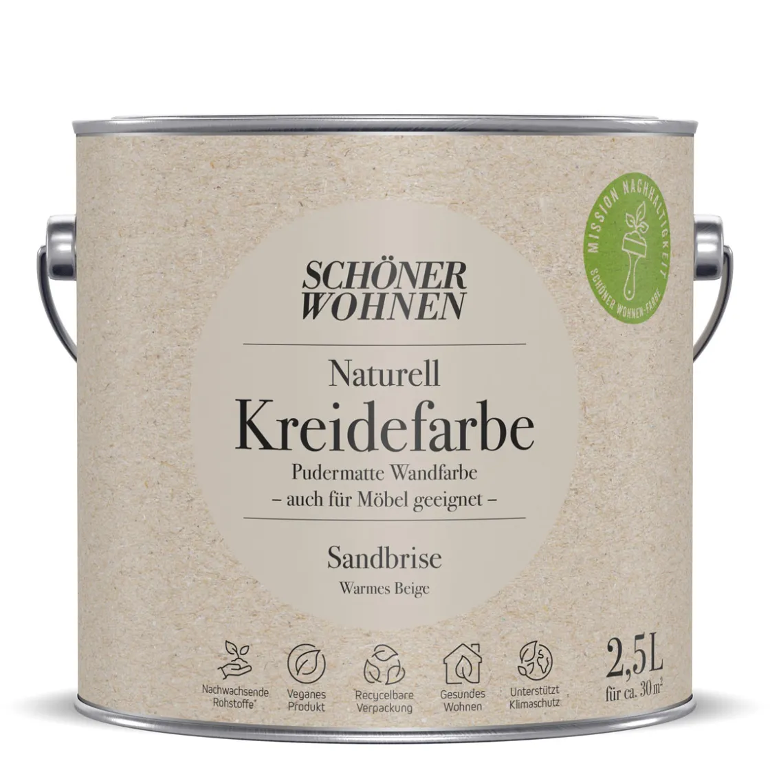 Naturell Kreidefarbe 2,5 L Sandbriese ^ Schöner Wohnen Farbe