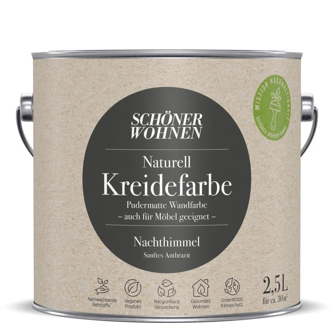 Naturell Kreidefarbe 2,5 L Nachthimmel ^ Schöner Wohnen Farbe New