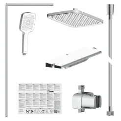 Überkopf-Brauseset Hawaii mit Thermostatarmatur, Chrom/Weiß ^ Schütte New