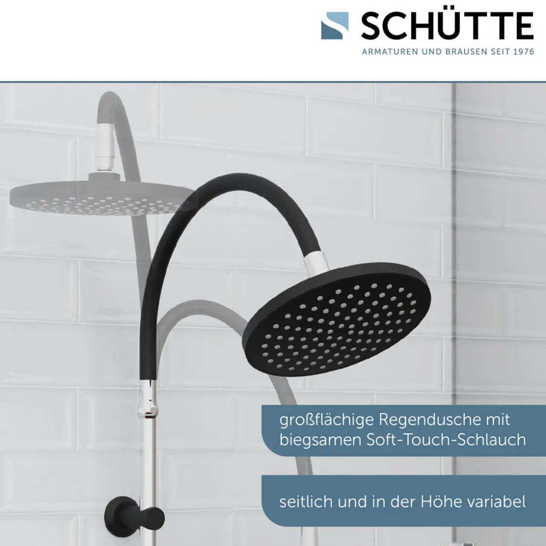 Überkopf-Brauseset Matao Rain chrom/Schwarz matt ^ Schütte