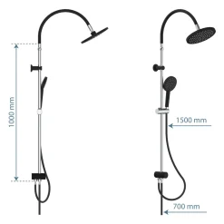 Überkopf-Brauseset Matao Rain chrom/Schwarz matt ^ Schütte