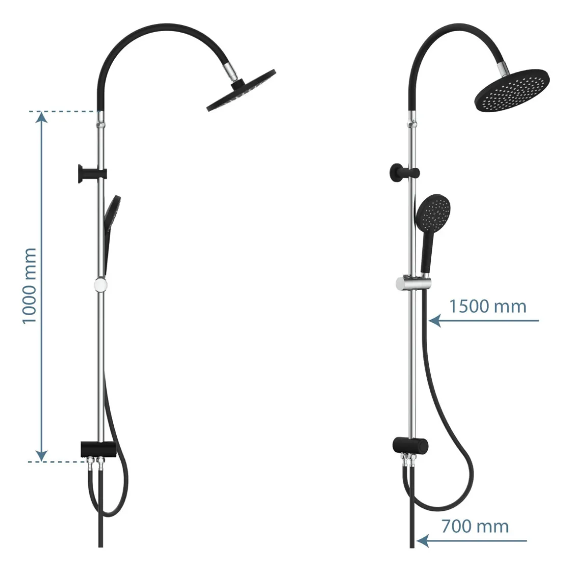 Überkopf-Brauseset Matao Rain chrom/Schwarz matt ^ Schütte