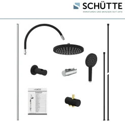 Überkopf-Brauseset Matao Rain chrom/Schwarz matt ^ Schütte