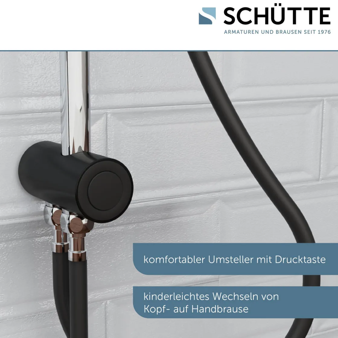 Überkopf-Brauseset Matao Rain chrom/Schwarz matt ^ Schütte