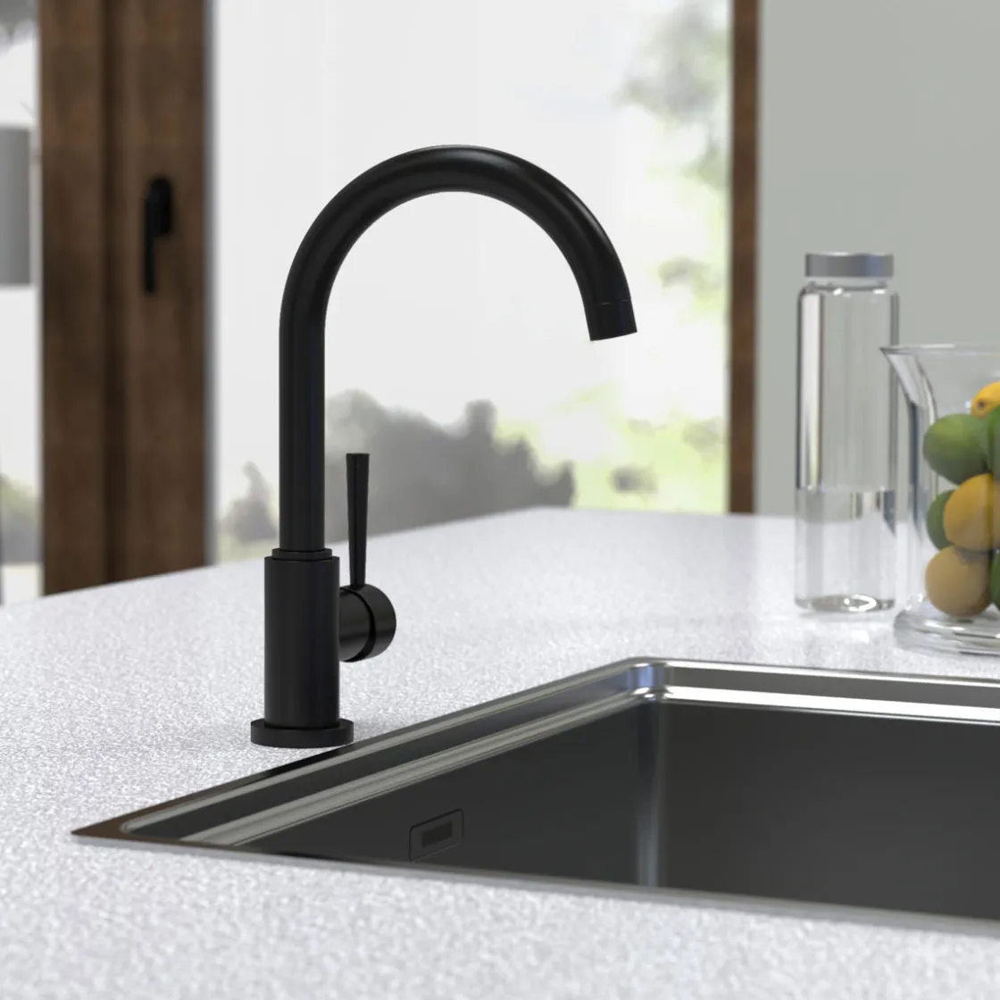 Spültischarmatur Cornwall Niederdruck schwarz matt ^ Schütte New