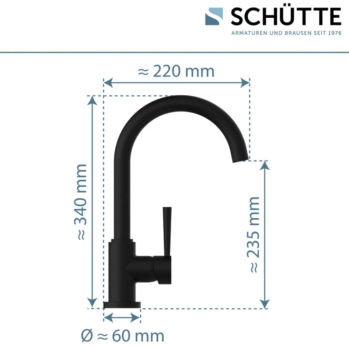 Spültischarmatur Cornwall Niederdruck schwarz matt ^ Schütte New
