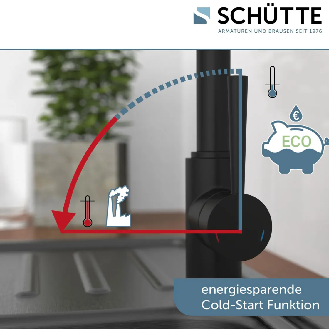 Spültischarmatur Cornwall Niederdruck schwarz matt ^ Schütte New