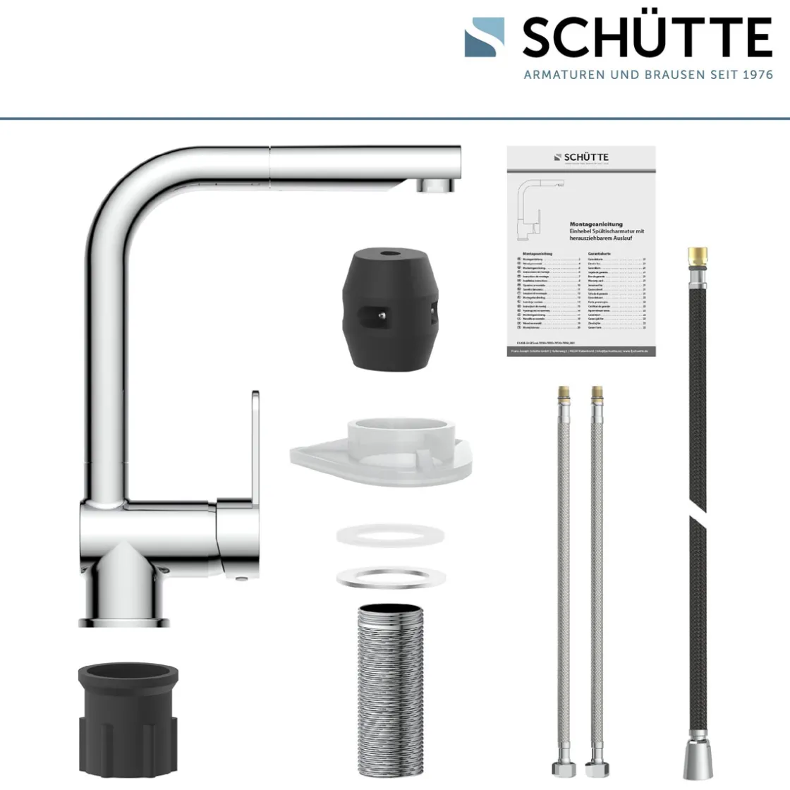 Spültischarmatur London mit herausziehbarem Auslauf ^ Schütte Discount