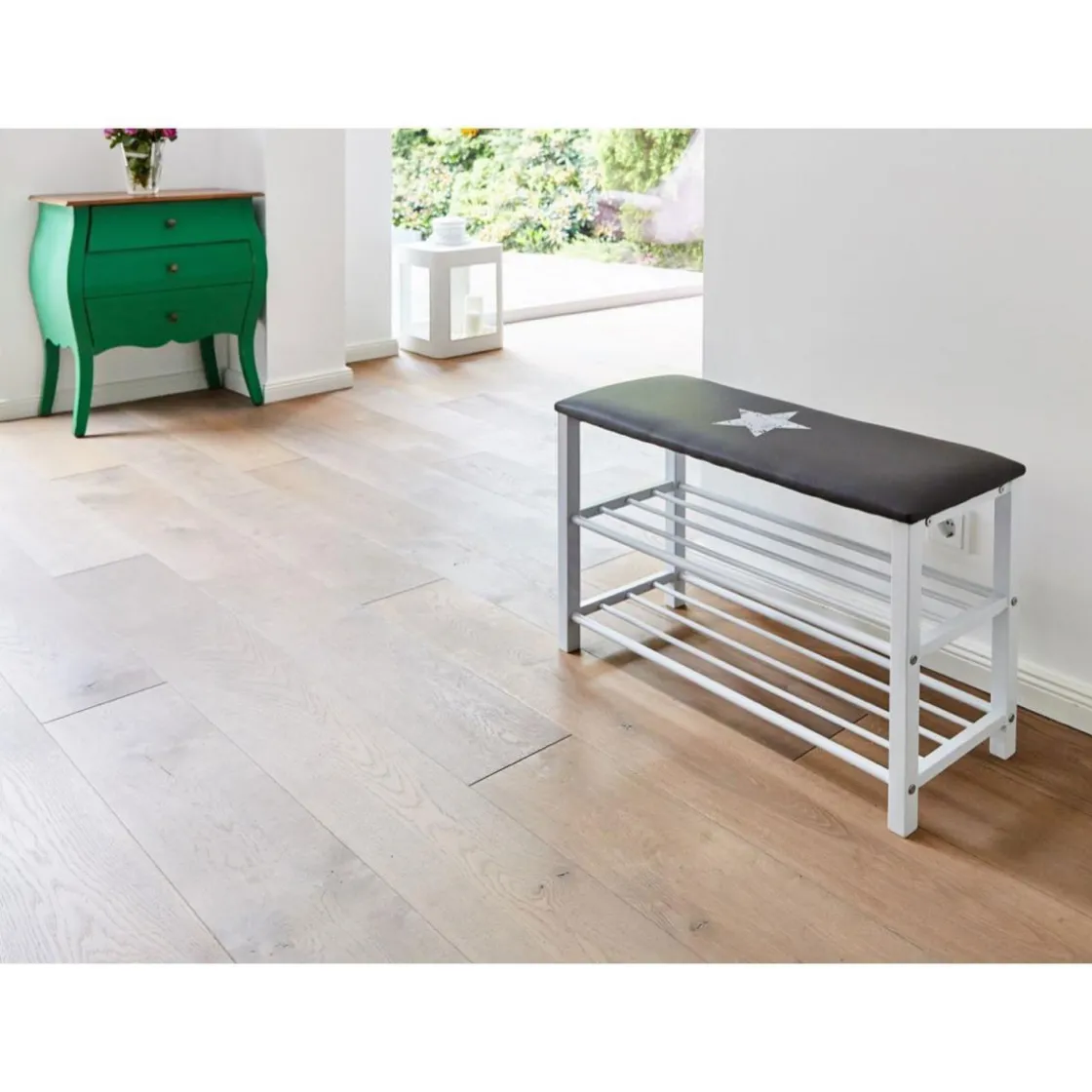 Schuhbank mit Sitzkissen Stern ca 78 x 48 x 30 cm ^ Discount