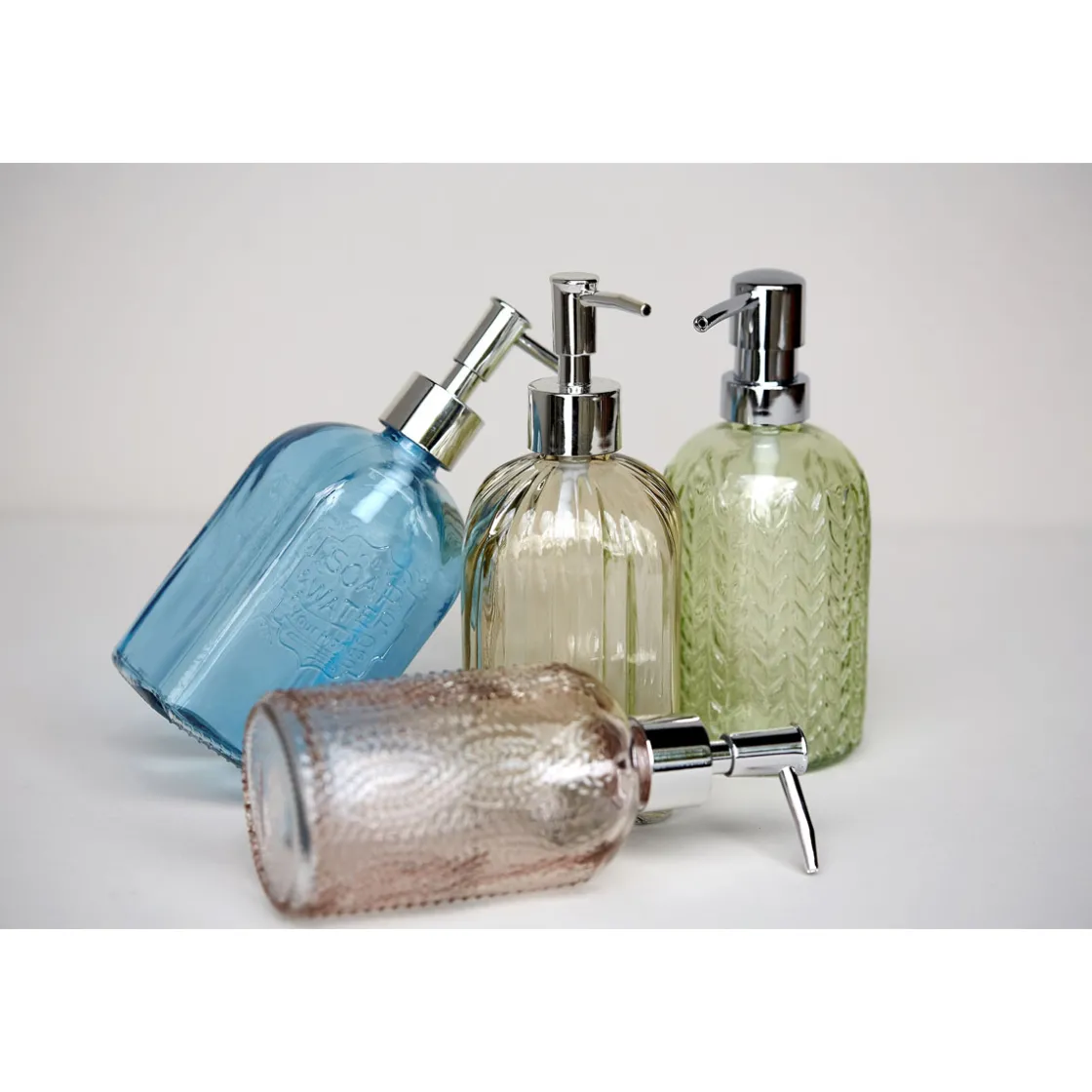Seifenspender Mod. Vetro, rund, rosa ^ Wenko Discount