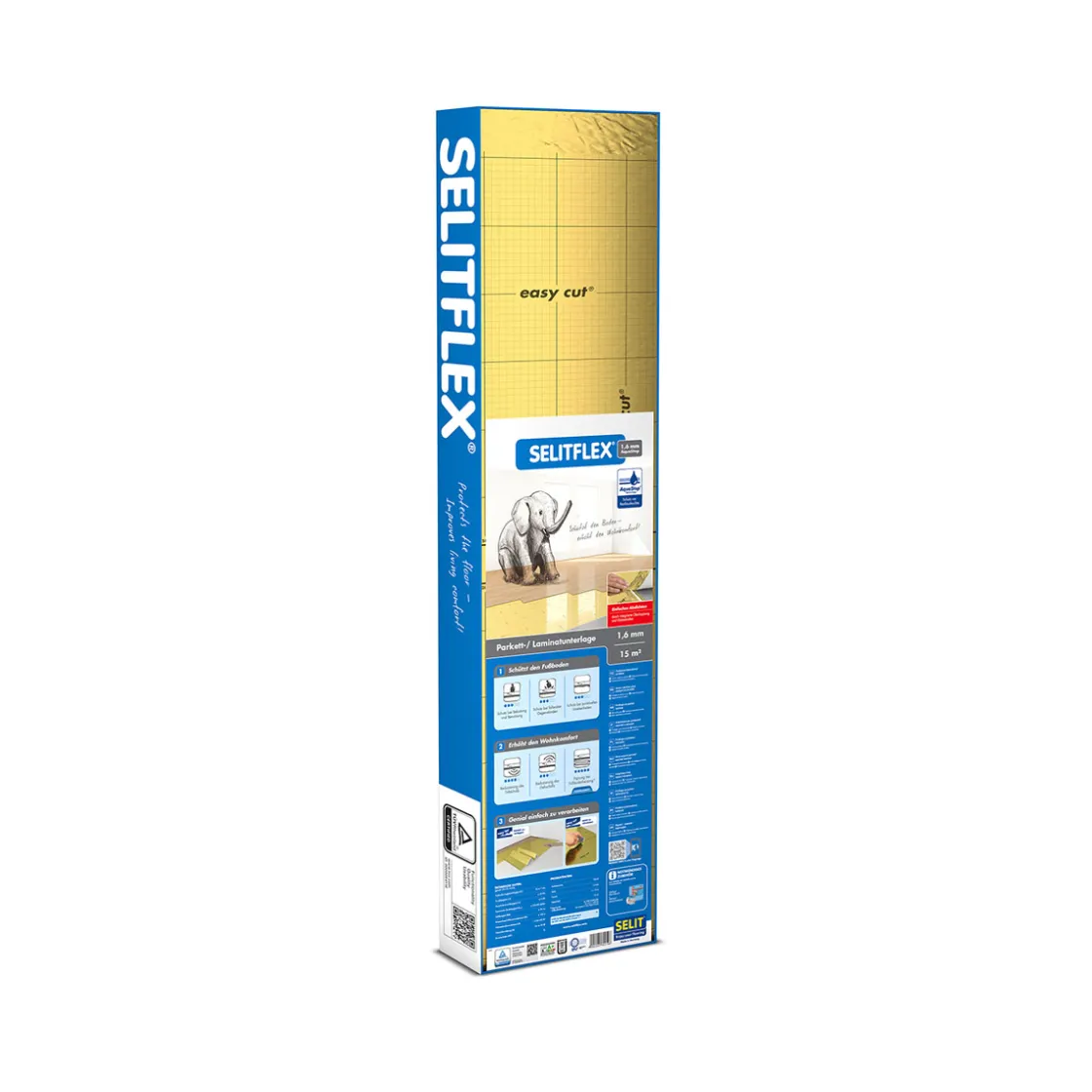 FLEX 1,6 mm AquaStop Parkett-/Laminatunterlage 15m² ^ Selit Hot
