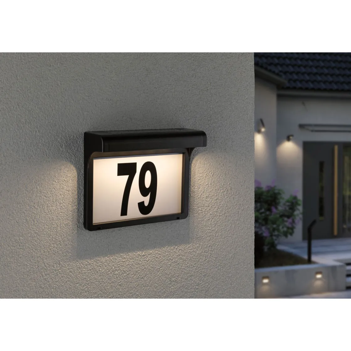 Solar HausNr.-Leuchte Dayton II SchwarzIP44 3000K ^ Paulmann