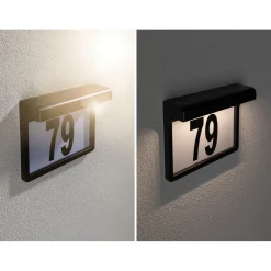 Solar HausNr.-Leuchte Dayton II SchwarzIP44 3000K ^ Paulmann