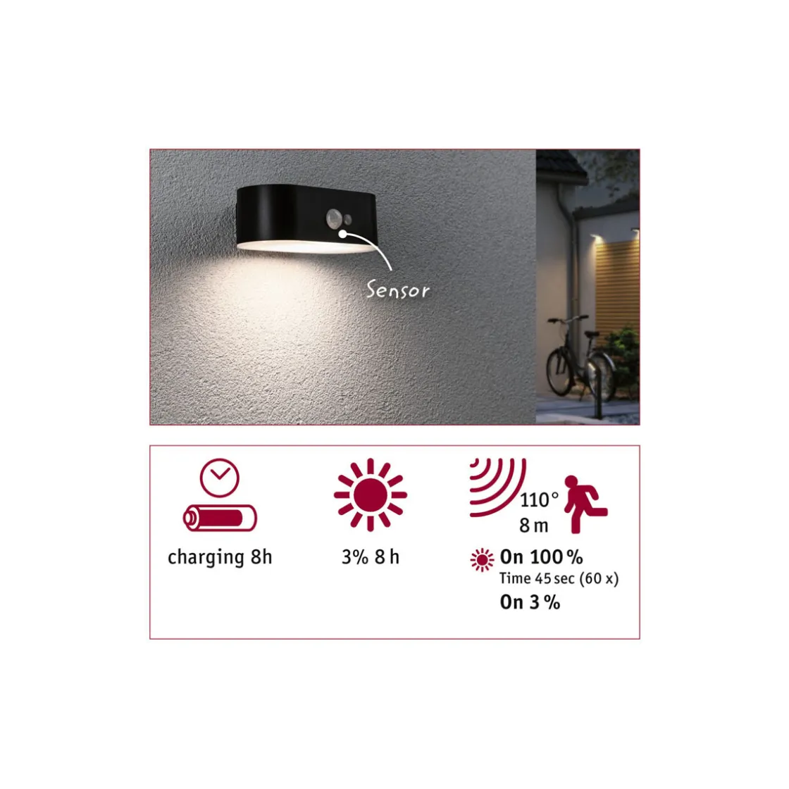 Solar WL Adya IP44 3000K PIR ^ Paulmann Outlet
