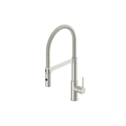 SP-Armatur ALUNA mit Geschirrbrause,schwenkbar, Keramikkar., Edelstahl-Optik ^ LENZ Clearance