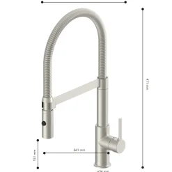 SP-Armatur ALUNA mit Geschirrbrause,schwenkbar, Keramikkar., Edelstahl-Optik ^ LENZ Clearance