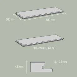 SPECHT SPC Vinyl Ambiente Fliese Alaska610x304,8x4,8mm NS 0,5 ^ Specht Vinylboden New
