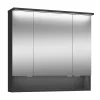 Spiegelschrank Amy, 80cm, schwarz matt, 3 Türen, 1 offenes Fach, LED-Kranz u. Unterbeleuchtung ^ Sale