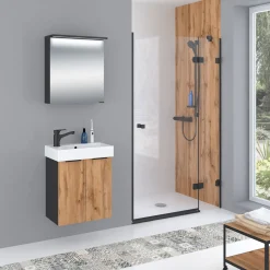 Spiegelschrank Mara, 55cm, 1 Tür, Soft-Close, LED-Kranzbeleuchtung ^ Online
