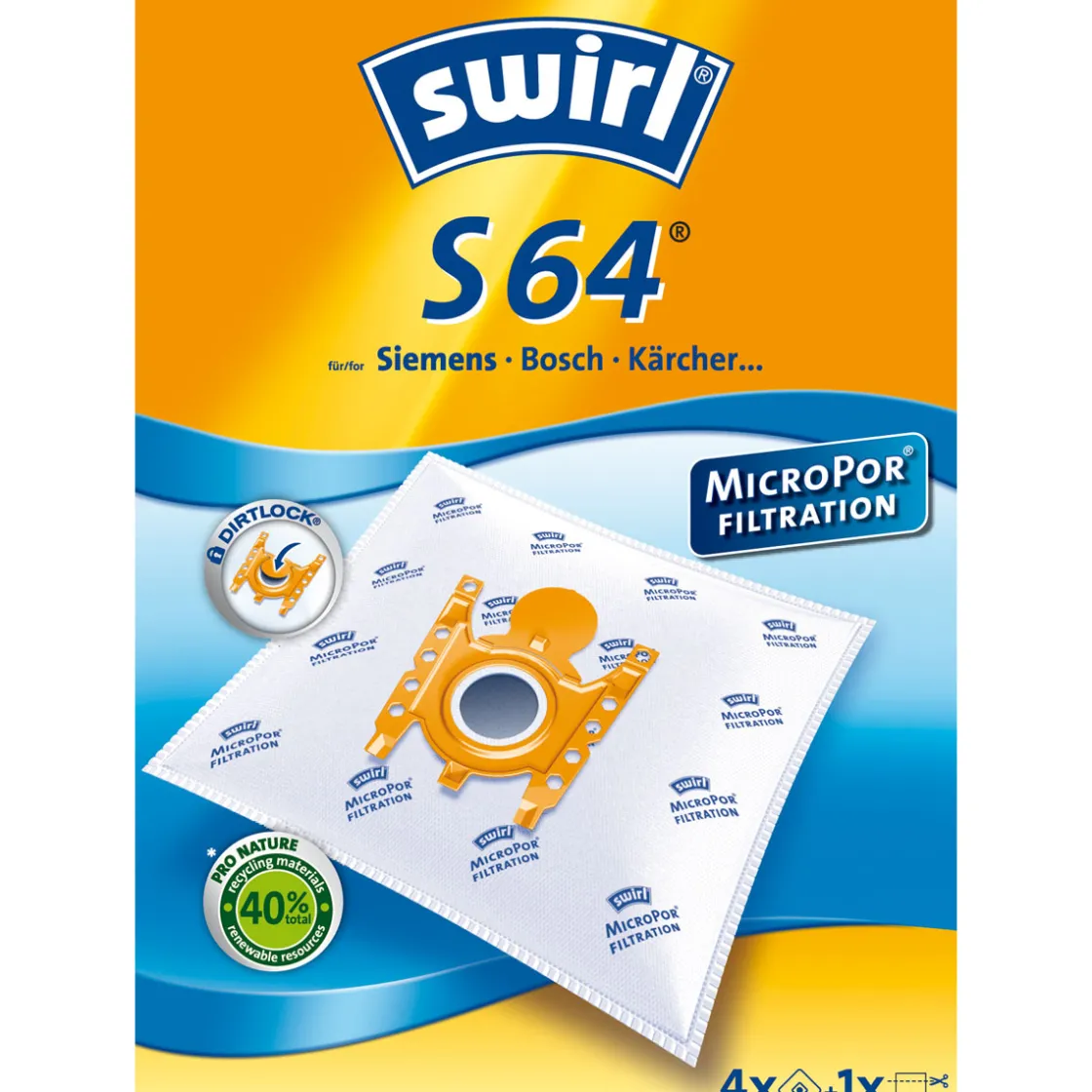 Staubsauger-Beutel S 64 / S 66 EcoPor ^ Swirl