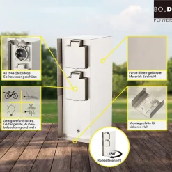 Steckdosensäule ORIO 4fach IP44 Eisen-gebürstet ^ Outlet