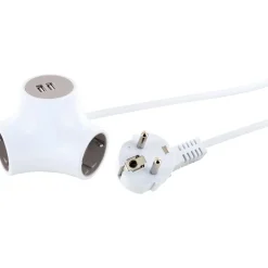 Steckdosen Y-Verteiler 3x Strom+2x USB1.4m ^ Schwaiger Outlet