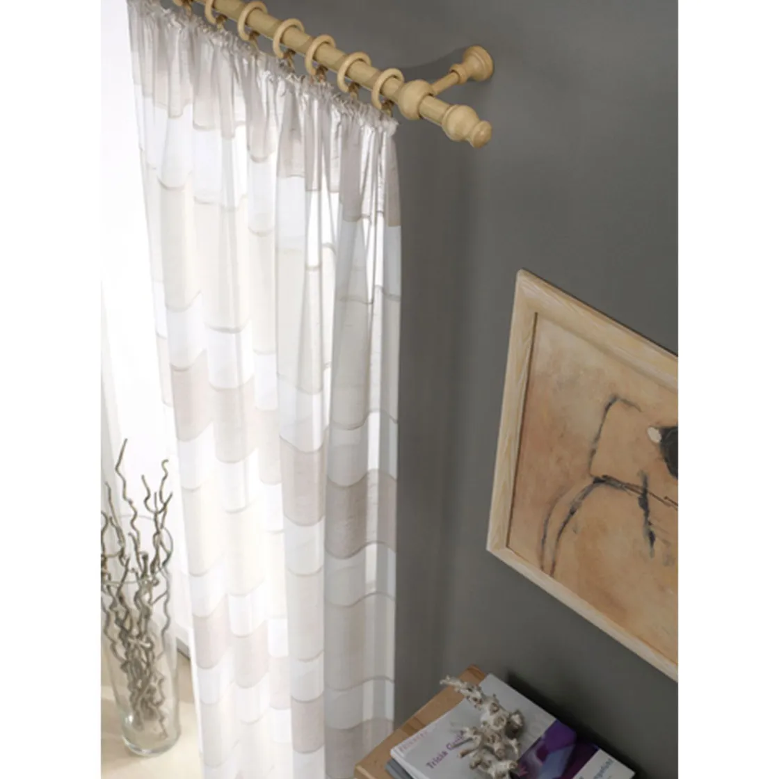 Stilgarnitur Lugano 28mm natur 200 cm ^ Gardinia New