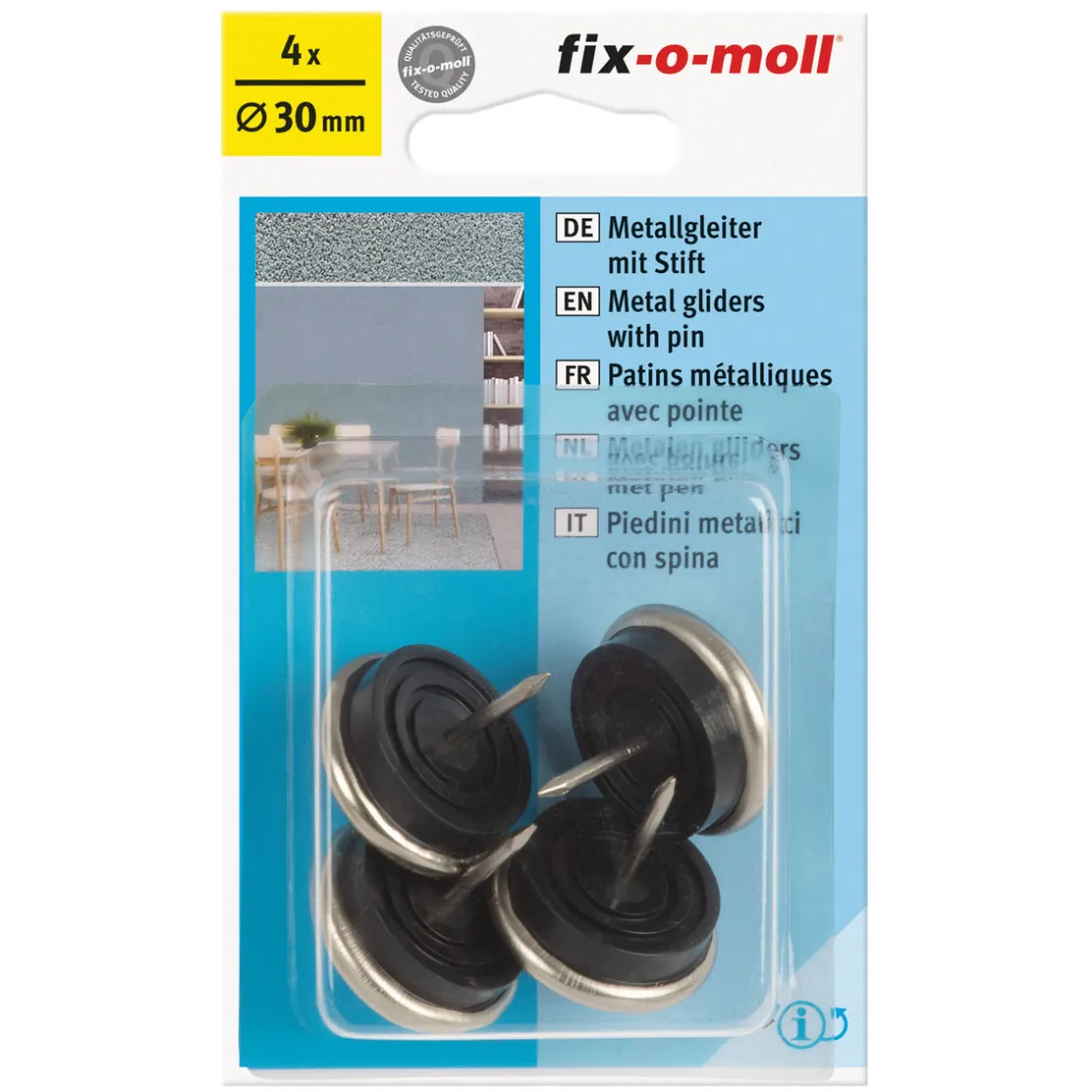 Metallgleiter mit Stift Durchmesser 30 mm 4 Stück ^ Suki