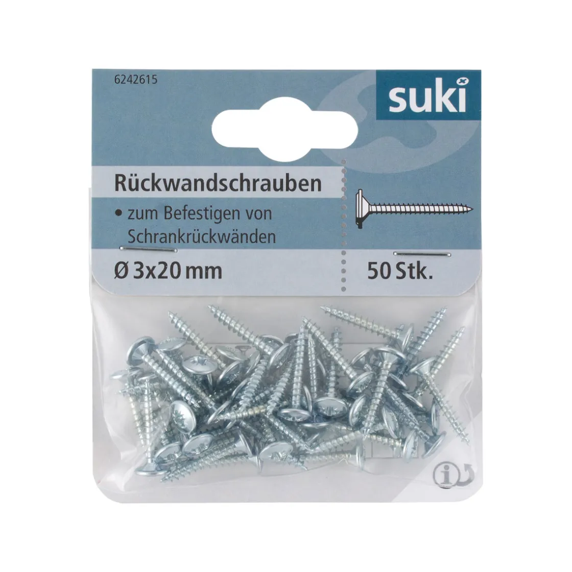 Rückwandschraube Senkkopf Kreutzschlitz 3 x mm 50 Stück ^ Suki Best