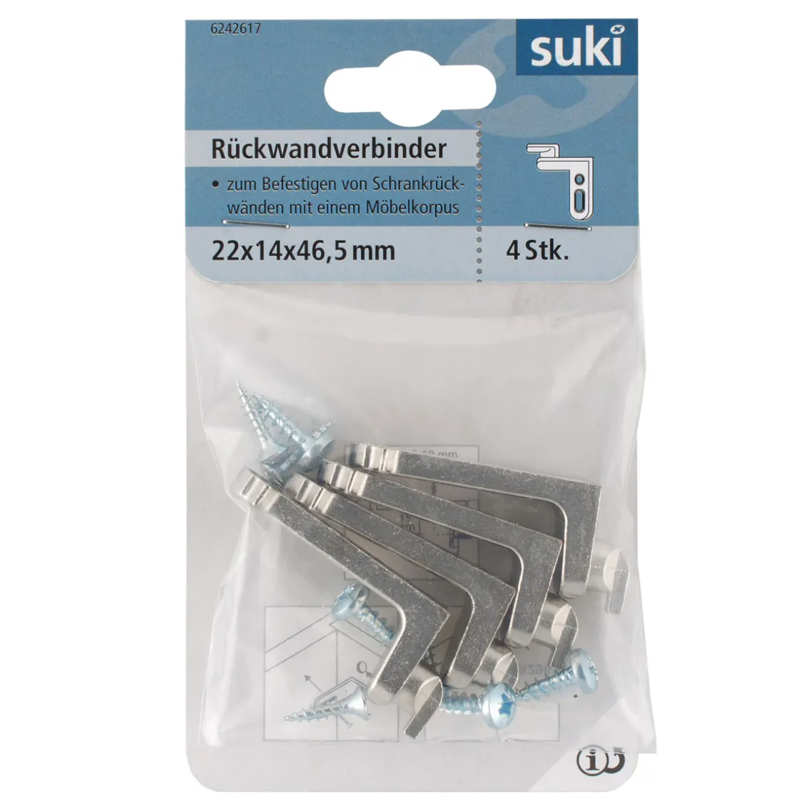 Rückwandverbinder Stahl 2,2 x 1,4 cm 4 Stück ^ Suki Clearance