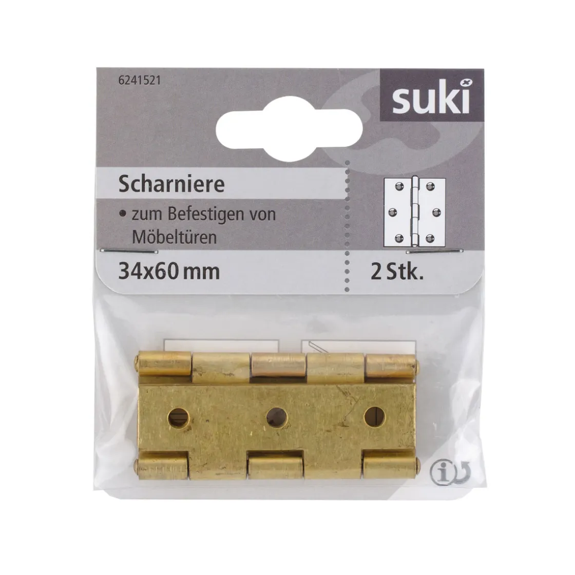 Scharnier Messing 3,4 x 6 cm 2 Stück ^ Suki Best