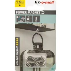Topfmagnet Neodym mit Schraubhaken M5 Ø 20 x 41 mm, silber ^ Suki Sale