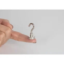 Topfmagnet Neodym mit Schraubhaken M4 Ø 16 x 35 mm, silber ^ Suki Outlet