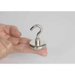 Topfmagnet Neodym mit Schraubhaken M6 Ø 36 x 43 mm, silber ^ Suki New