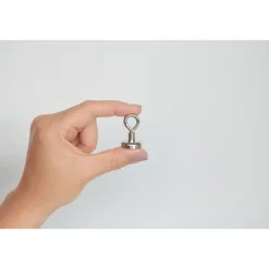 Topfmagnet Neodym mit Öse Ø 20 x 37 mm, Gewindebuchse M4, silber ^ Suki Hot
