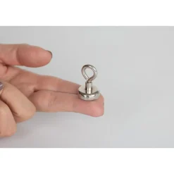 Topfmagnet Neodym mit Öse Ø 20 x 37 mm, Gewindebuchse M4, silber ^ Suki Hot