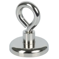 Topfmagnet Neodym mit Öse Ø 32 x 44 mm, Gewindebuchse M6, silber ^ Suki Best