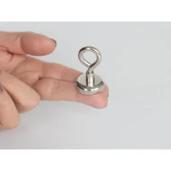 Topfmagnet Neodym mit Öse Ø 25 x 42 mm, Gewindebuchse M5, silber ^ Suki Clearance