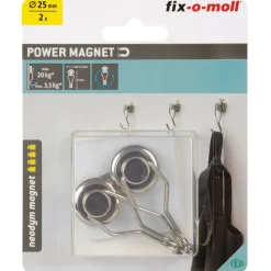 Topfmagnet Neodym Ø 25 mm, mit drehbarem Haken 50 mm, silber ^ Suki Best